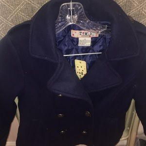 Navy blue girls motor fleece jacket